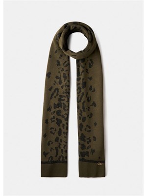 Sciarpa Liu Jo in viscosa e lurex verde motivo animalier in DONNA