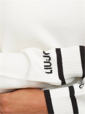 Maglia Liu Jo donna in misto seta bianca con dettagli a contrasto in DONNA