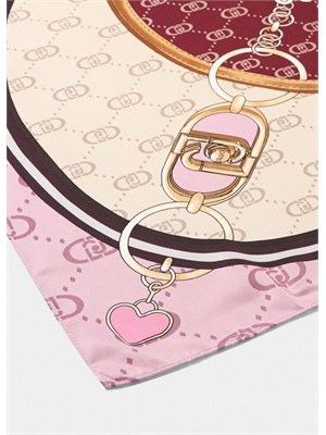 Foulard Liu Jo rosa con stampa grafica logo monogram in DONNA
