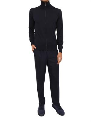 Cardigan Paolo Pecora in lana blu con zip in UOMO