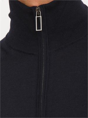 Cardigan Paolo Pecora in lana blu con zip in UOMO