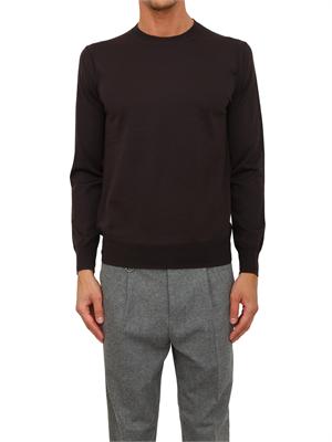 Maglia girocollo Paolo Pecora in lana merino marrone in UOMO