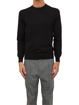 Maglia girocollo Paolo Pecora in lana merino nero in UOMO