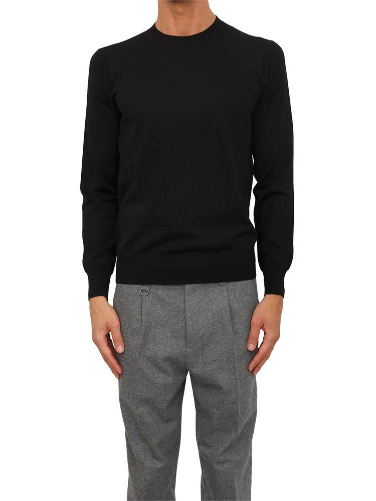 Maglia girocollo Paolo Pecora in lana merino nero