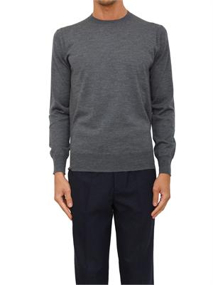Maglia girocollo Paolo Pecora in lana merino grigio in UOMO
