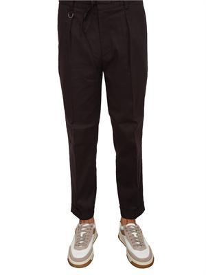Pantalone chino Paolo Pecora in gabardina marrone con coulisse in UOMO