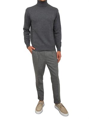 Maglia collo alto Paolo Pecora in lana merino grigia in UOMO