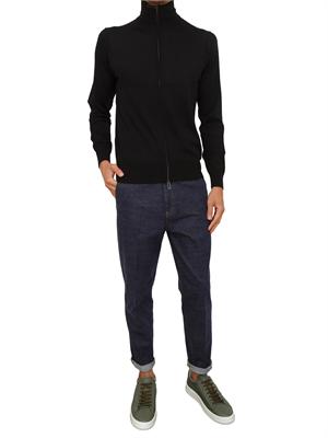 Cardigan Paolo Pecora in lana nera con zip in UOMO