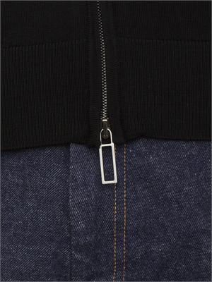 Cardigan Paolo Pecora in lana nera con zip in UOMO