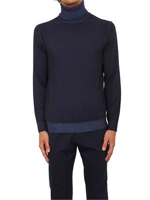 Maglia a collo alto Aiace Galassi in pura lana blu con effetto delavÉ in UOMO