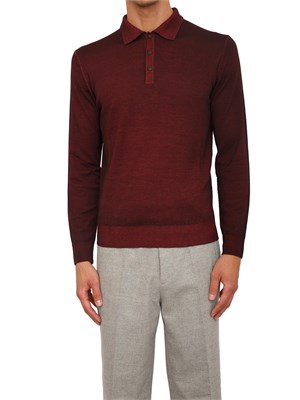 Polo maglia manica lunga Aiace Galassi in pura lana bordeaux in UOMO