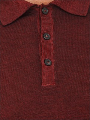 Polo maglia manica lunga Aiace Galassi in pura lana bordeaux in UOMO