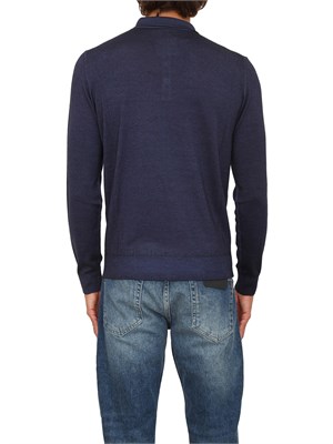 Polo maglia manica lunga Aiace Galassi in pura lana blu in UOMO