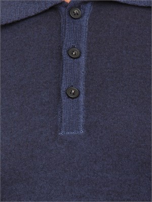 Polo maglia manica lunga Aiace Galassi in pura lana blu in UOMO