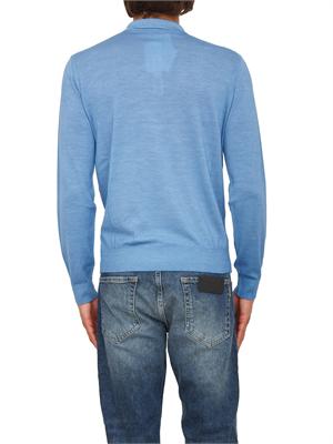 Polo maglia manica lunga Aiace Galassi in pura lana azzurra in UOMO