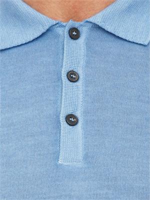 Polo maglia manica lunga Aiace Galassi in pura lana azzurra in UOMO