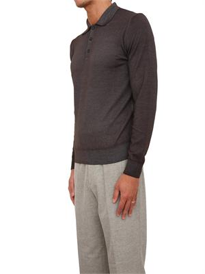 Polo maglia manica lunga Aiace Galassi in pura lana grigia in UOMO