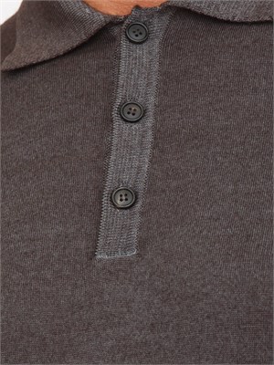 Polo maglia manica lunga Aiace Galassi in pura lana grigia in UOMO