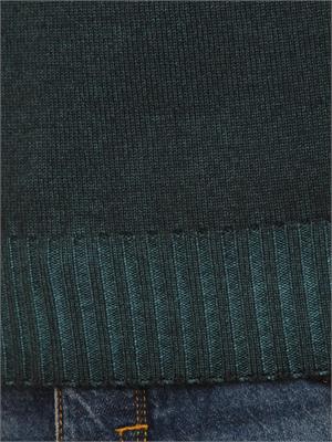 Maglia girocollo Aiace Galassi in pura lana verde con fondi a costine delavÉ in UOMO