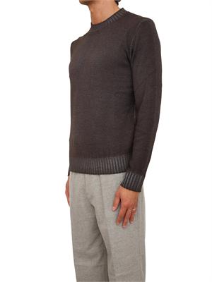 Maglia girocollo Aiace Galassi in pura lana grigio antracite con fondi a costine delavÉ in UOMO