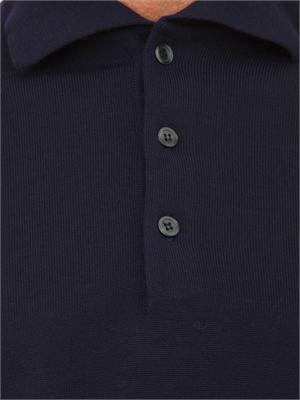 Polo maglia Aiace Galassi in lana fine blu con chiusura tre bottoni in UOMO
