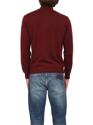 Maglia mezza zip manica lunga Aiace Galassi in pura lana bordeaux in UOMO