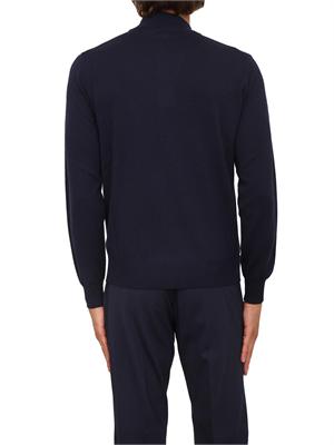 Maglia mezza zip manica lunga Aiace Galassi in pura lana blu in UOMO