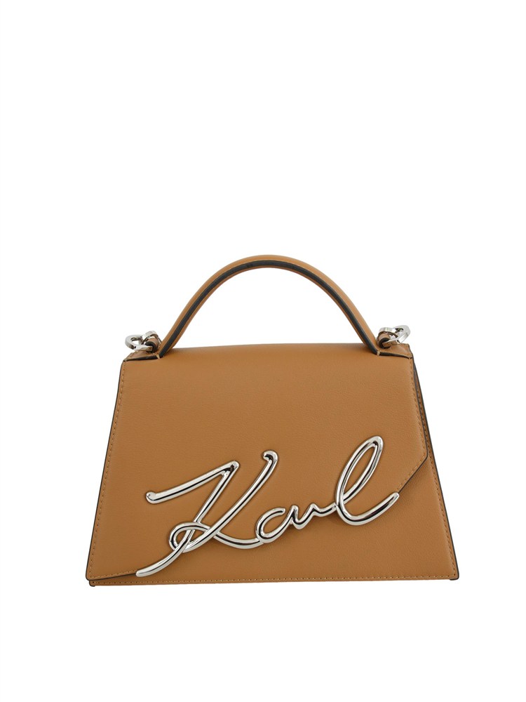 K.LAGERFELD Borsa Karl Lagerfeld in pelle cuoio con logo signature