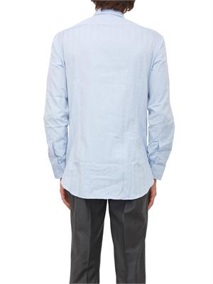 Camicia Etro uomo in cotone azzurro ricami Paisley tono su tono in UOMO