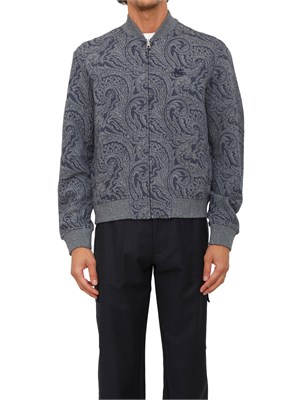 Felpa bomber Etro uomo in tessuto jacquard blu Paisley in UOMO