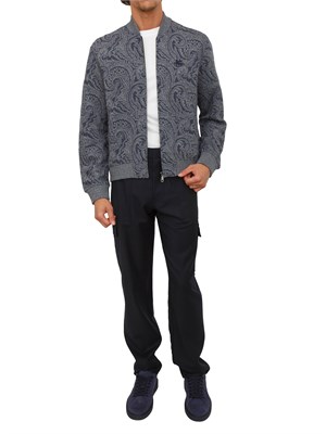 Felpa bomber Etro uomo in tessuto jacquard blu Paisley in UOMO