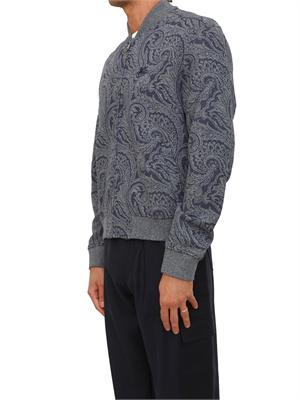 Felpa bomber Etro uomo in tessuto jacquard blu Paisley in UOMO