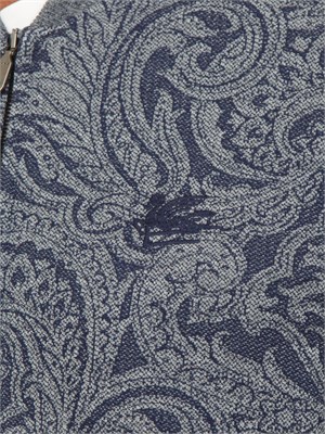 Felpa bomber Etro uomo in tessuto jacquard blu Paisley in UOMO