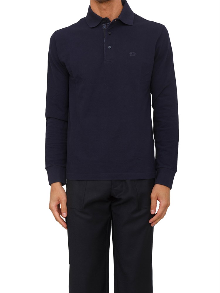 Polo a maniche lunghe Etro uomo in cotone blu