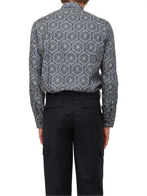 Camicia Etro uomo in rasatello di cotone con stampa astratta blu in UOMO