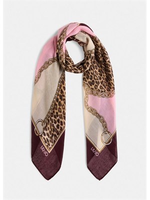 Foulard Liu Jo bordeaux con stampa animalier e catena in DONNA