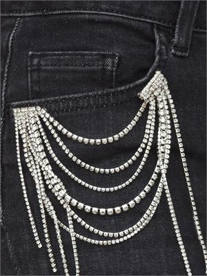 Jeans skinny Liu Jo donna in denim nero con spilla removibile in DONNA