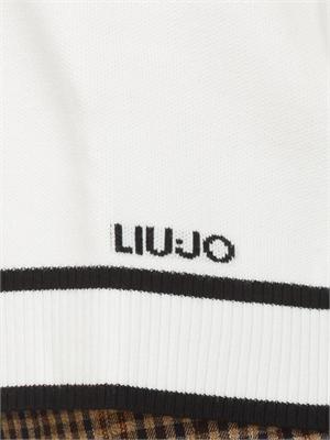 LIU JO Maglia scollo V in misto seta bianco con bottoni oro in DONNA