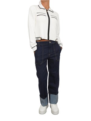 Cardigan Liu Jo donna in maglia misto seta bianco in DONNA
