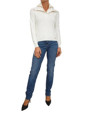 Maglia Liu Jo donna in misto viscosa bianco avorio con collo alto in DONNA