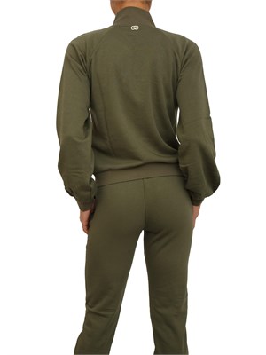 Felpa full zip Liu Jo donna in misto cotone verde con strass in DONNA