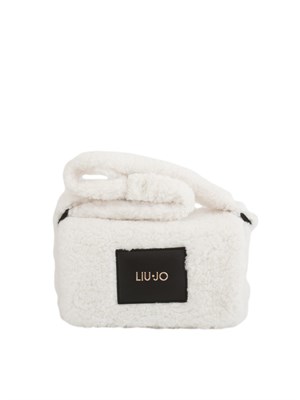 Borsa a tracolla Liu Jo donna in teddy bianco con patch logo in DONNA