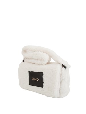 Borsa a tracolla Liu Jo donna in teddy bianco con patch logo in DONNA