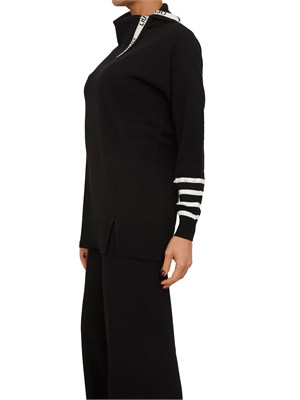 Maglia lunga Liu Jo donna in misto viscosa nera con righe bianche in DONNA