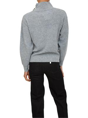 Maglia grigia Liu Jo donna in lana e cashmere con collo alto e perle in DONNA