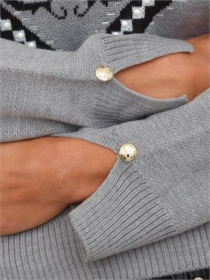 Maglia Liu Jo donna in lana grigia con logo jacquard strass e borchie in DONNA