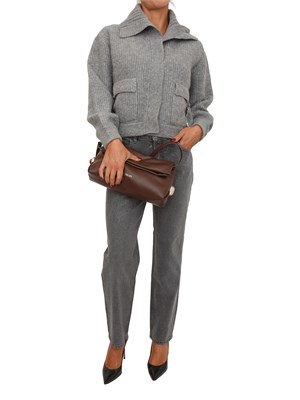 Cardigan Liu Jo donna in misto lana grigia a coste con spilla removibile in DONNA