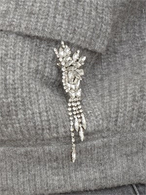 Cardigan Liu Jo donna in misto lana grigia a coste con spilla removibile in DONNA