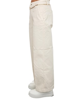 Pantaloni Liu Jo donna in cotone avorio con cintura dorata in DONNA