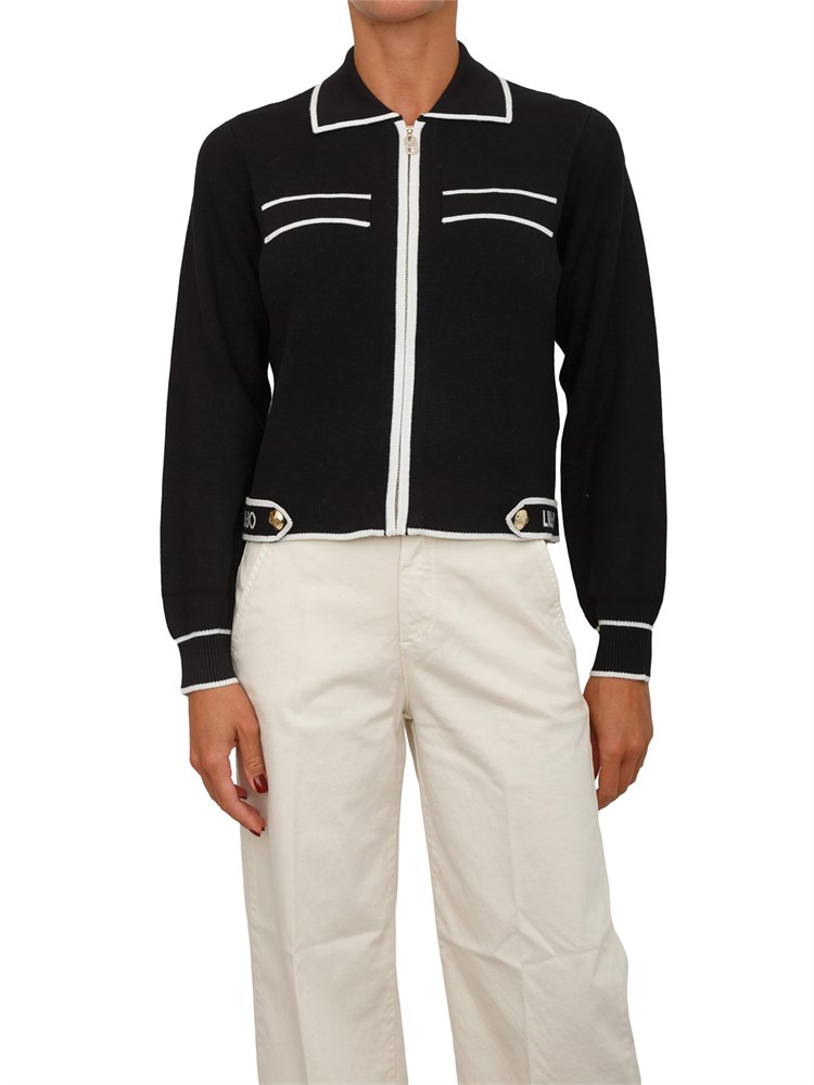 Cardigan Liu Jo donna in maglia misto seta nero